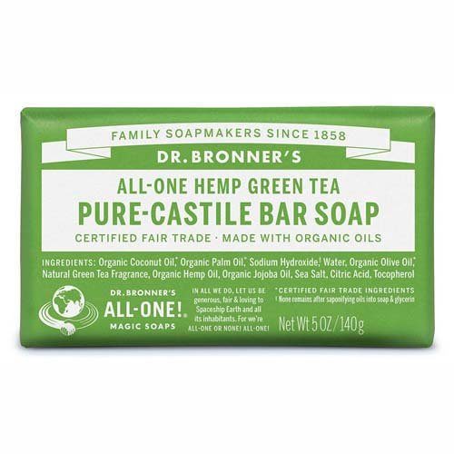Dr Bronners Castile Bar Soap Green Tea 140G