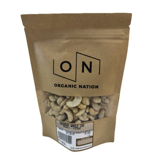 Organic Nation Cashews Whole 150G