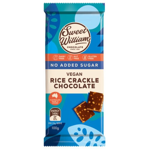 Sweet William Rice Crackle Chocolate – No Added Sugar 100g