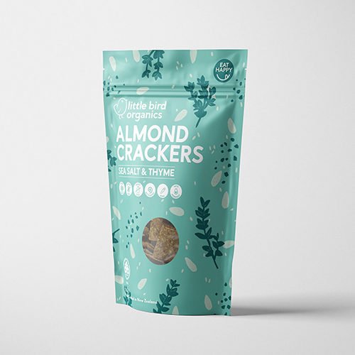 Little Bird Organics Almond Crackers Sea Salt & Thyme 100G