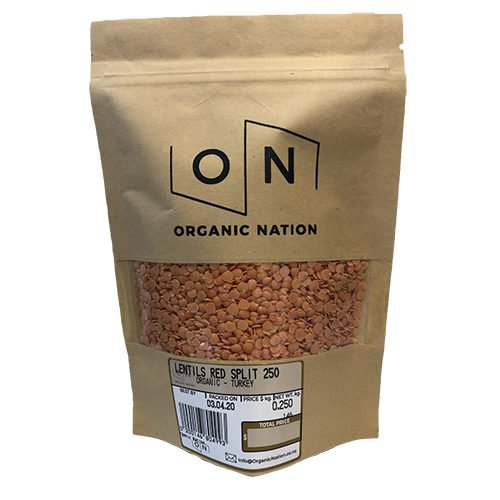 Organic Nation Red Split Lentils 250G